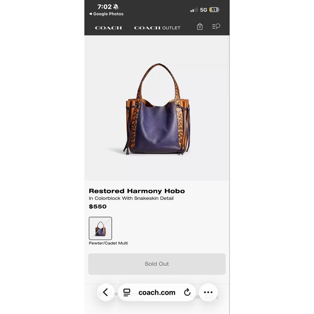 Restored Harmony Hobo
In Colorblock With Snakeskin Detail - Picture 2 of 9